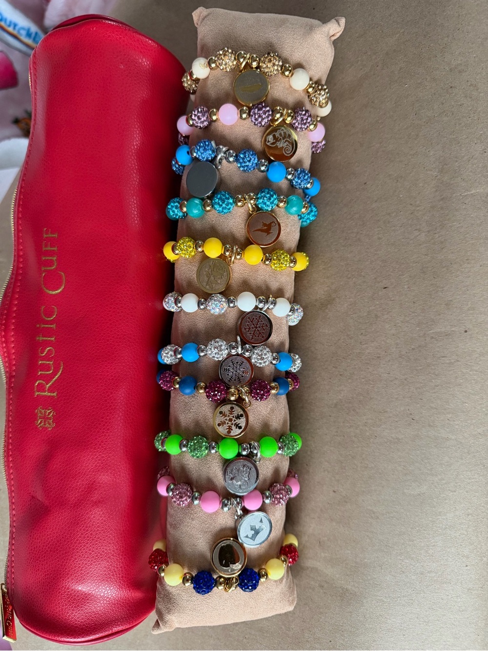 Disney princess Rustic Cuff Bright Multi-Color Beaded Charm Bracelet Set